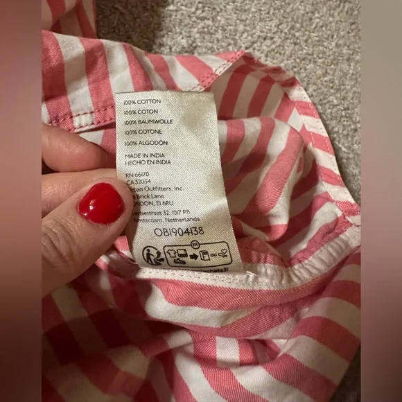 Large Freddy Shirt Free People - We The Free Red (pink ish) White Striped Shirt - Picture 6 of 14